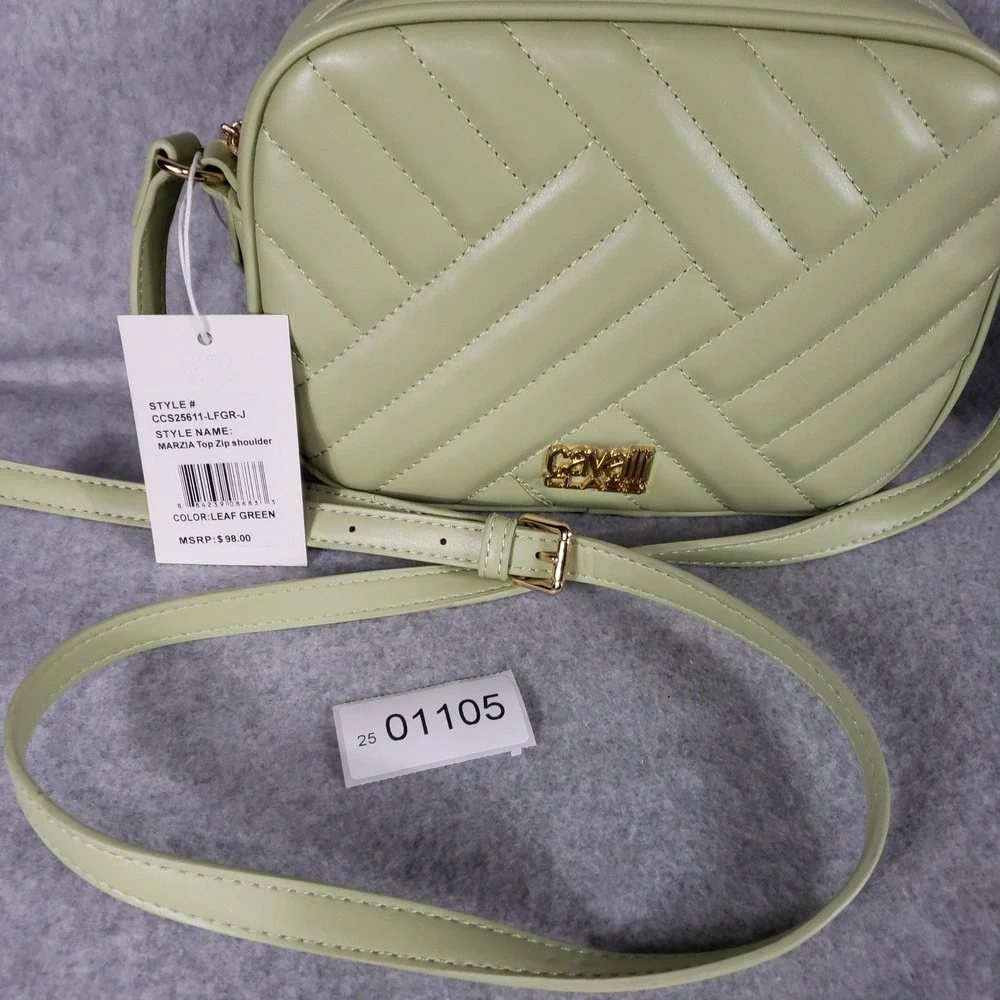 Cavalli‎ Class Marzia Shoulder Bag Green Quilted Leather Purse NWT Lux Designer
